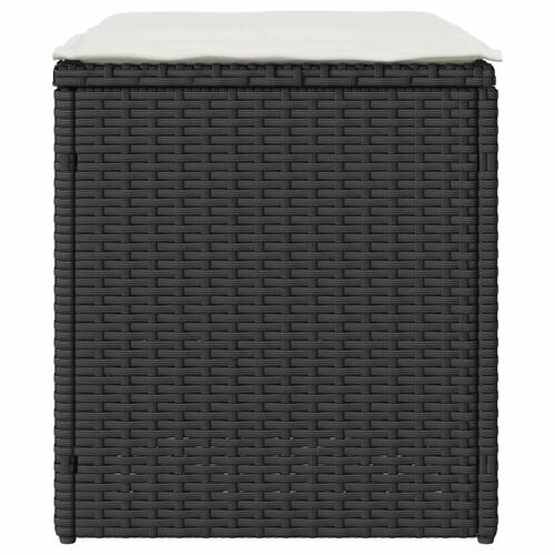 Havestole med hynder 2 stk. 40x40x43 cm polyrattan sort