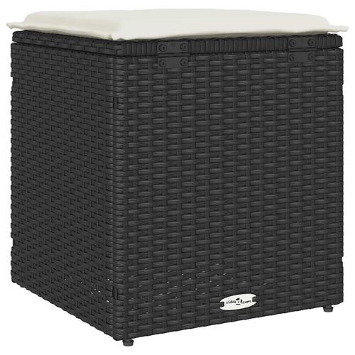 Havestole med hynder 2 stk. 40x40x43 cm polyrattan sort