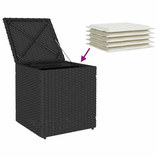 Havestole med hynder 2 stk. 40x40x43 cm polyrattan sort