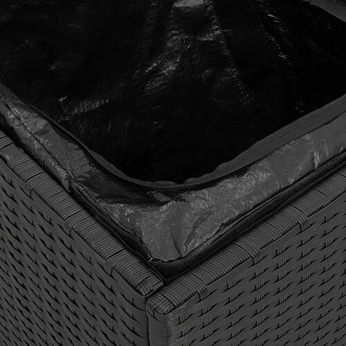 Havestole med hynder 2 stk. 40x40x43 cm polyrattan sort