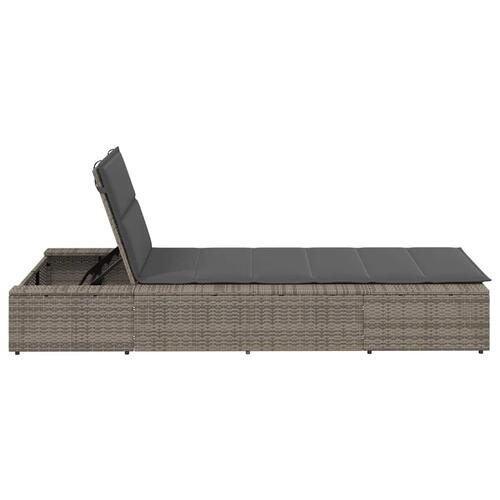 Solseng med flydende hynde polyrattan grå