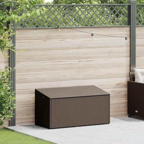 Opbevaringsboks til haven 110x50x58 cm polyrattan brun