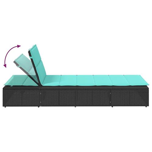 Solseng med flydende hynde polyrattan sort