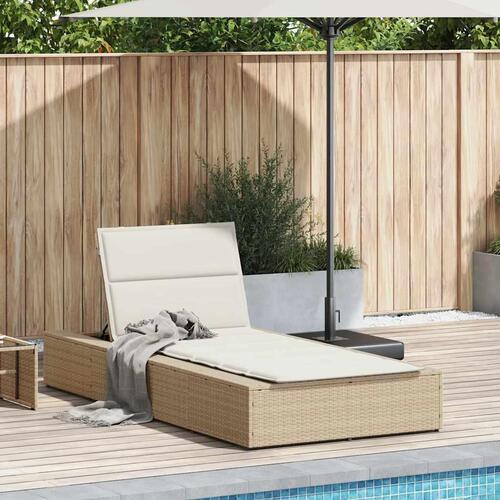 Solseng med flydende hynde polyrattan beige