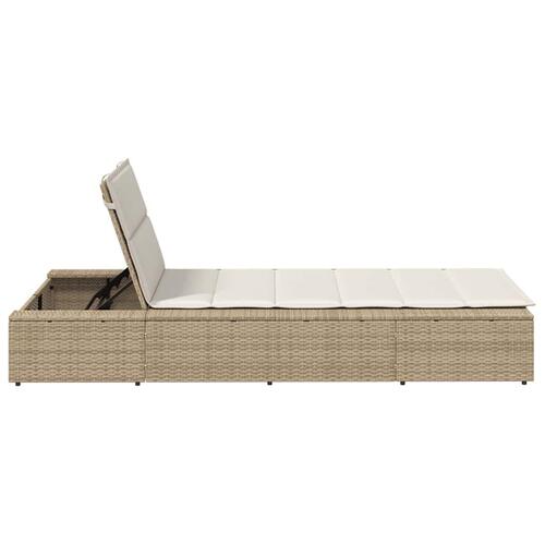 Solseng med flydende hynde polyrattan beige