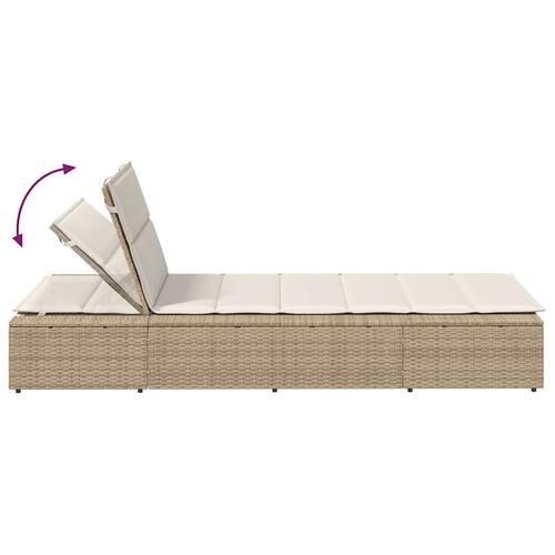 Solseng med flydende hynde polyrattan beige