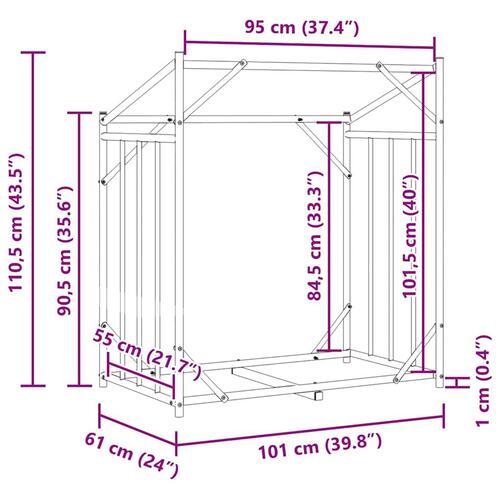 Brændestativ med regnslag 101x61x110,5 cm galvaniseret stål