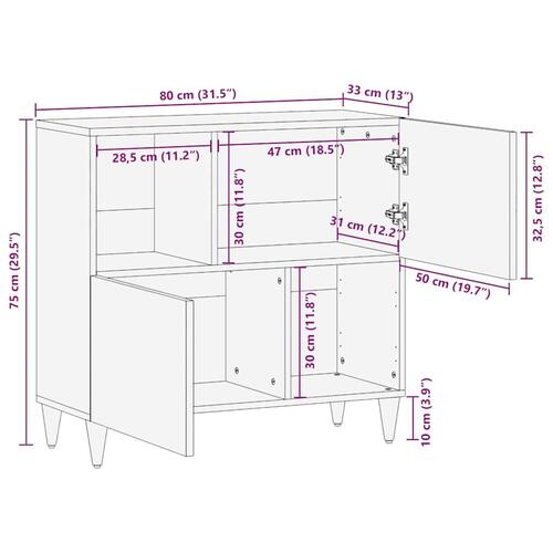 Skænk 80x33x75 cm massivt mangotræ