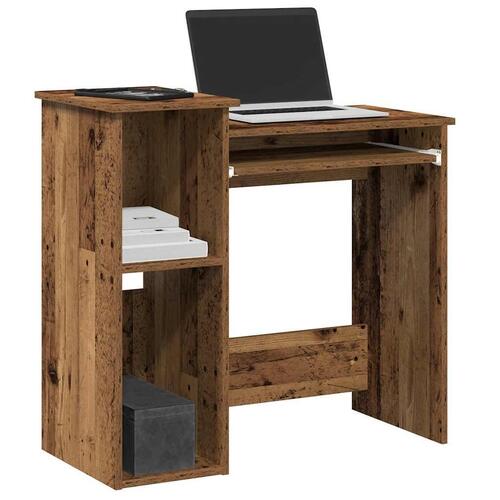 Skrivebord m. hylder 84x40x78 cm konstrueret træ antikt træ