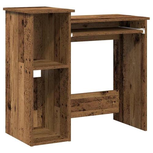 Skrivebord m. hylder 84x40x78 cm konstrueret træ antikt træ