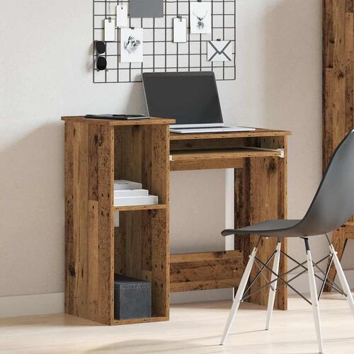 Skrivebord m. hylder 84x40x78 cm konstrueret træ antikt træ