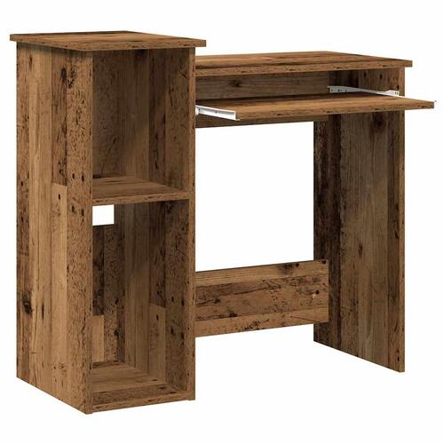 Skrivebord m. hylder 84x40x78 cm konstrueret træ antikt træ