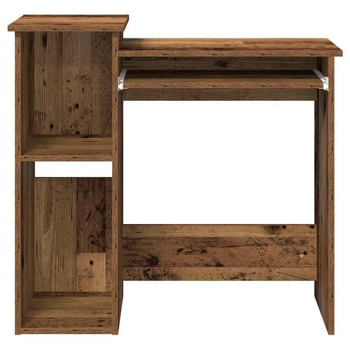 Skrivebord m. hylder 84x40x78 cm konstrueret træ antikt træ