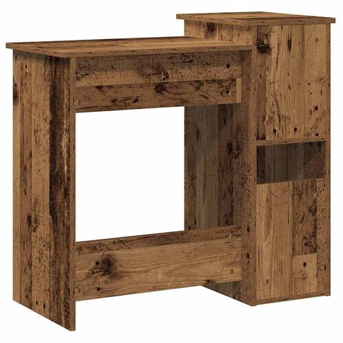 Skrivebord m. hylder 84x40x78 cm konstrueret træ antikt træ