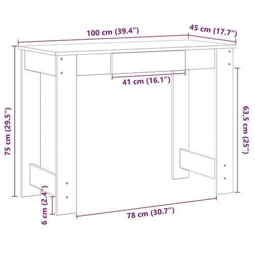 Skrivebord 100x45x75 cm konstrueret træ hvid