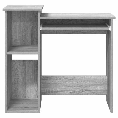 Skrivebord med hylder 84x40x78 cm konstrueret træ grå sonoma