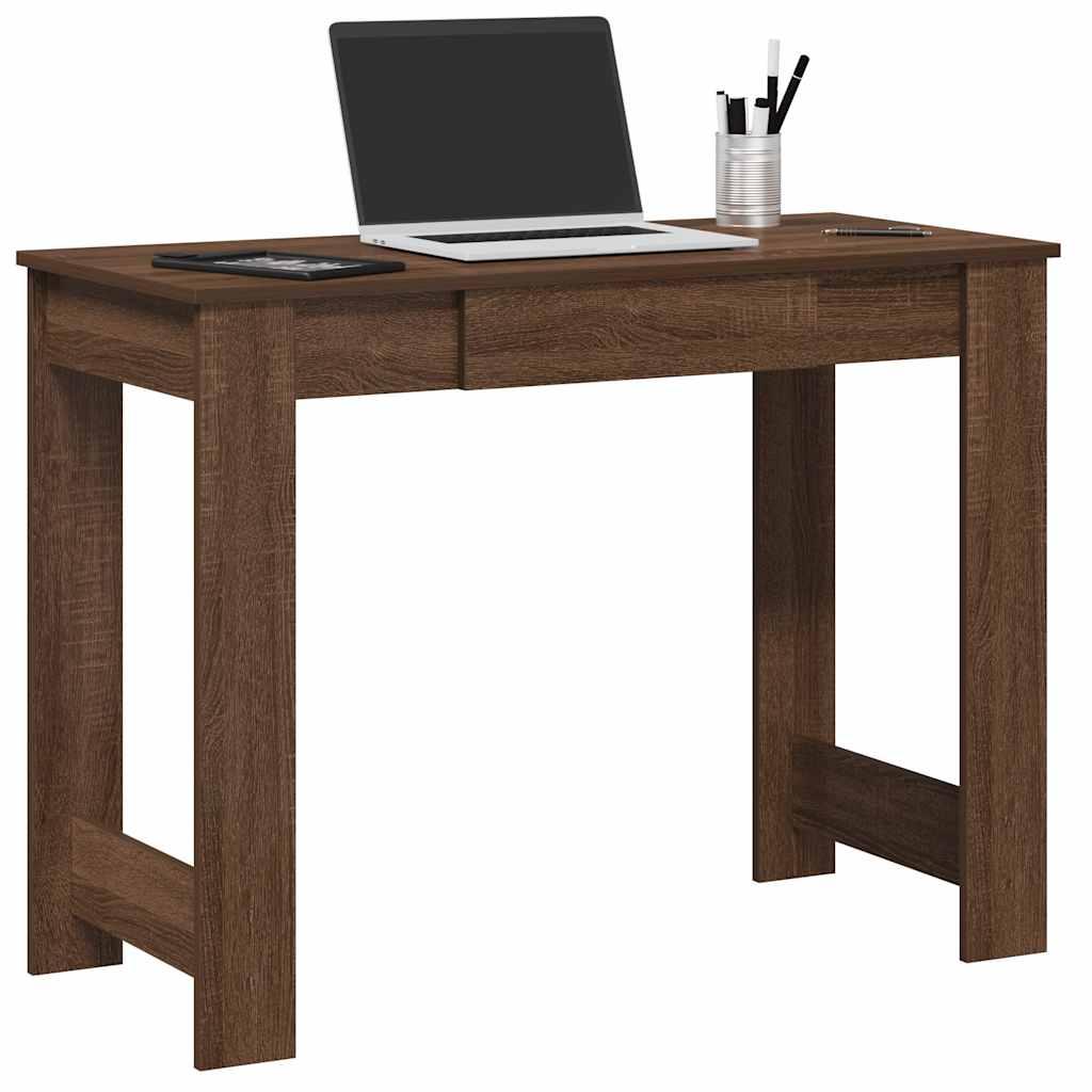 Skrivebord 100x45x75 cm konstrueret træ brun egetræsfarve