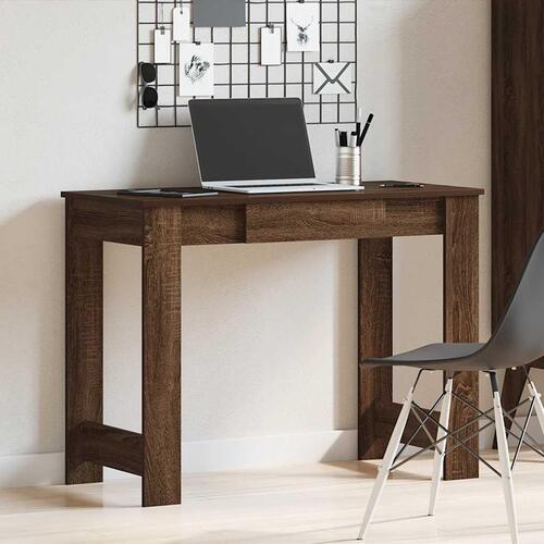Skrivebord 100x45x75 cm konstrueret træ brun egetræsfarve
