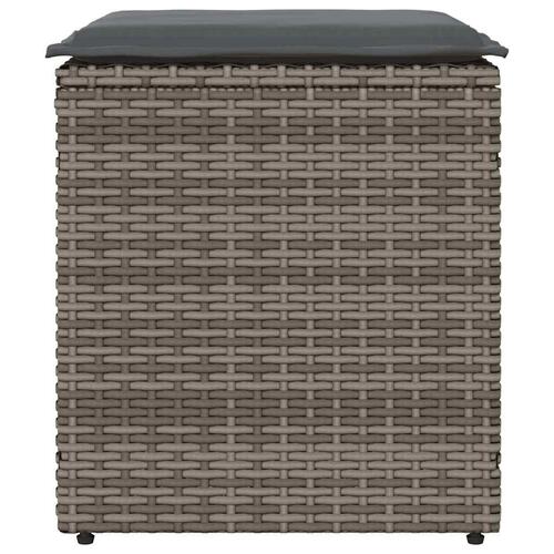 Havestole med hynder 2 stk. 40x40x43 cm polyrattan grå