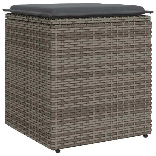 Havestole med hynder 2 stk. 40x40x43 cm polyrattan grå