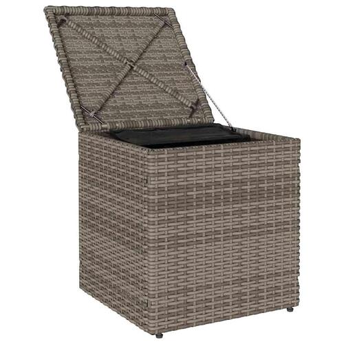 Havestole med hynder 2 stk. 40x40x43 cm polyrattan grå