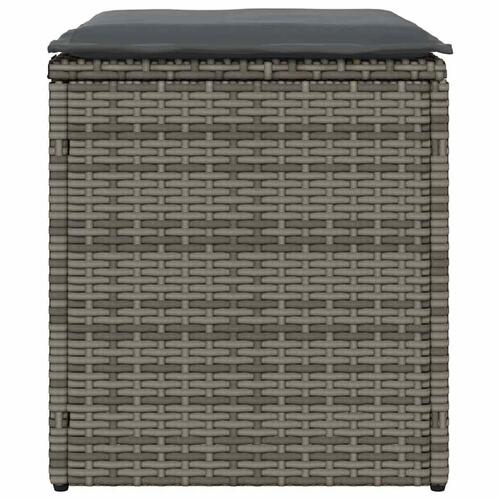 Havestole med hynder 2 stk. 40x40x43 cm polyrattan grå
