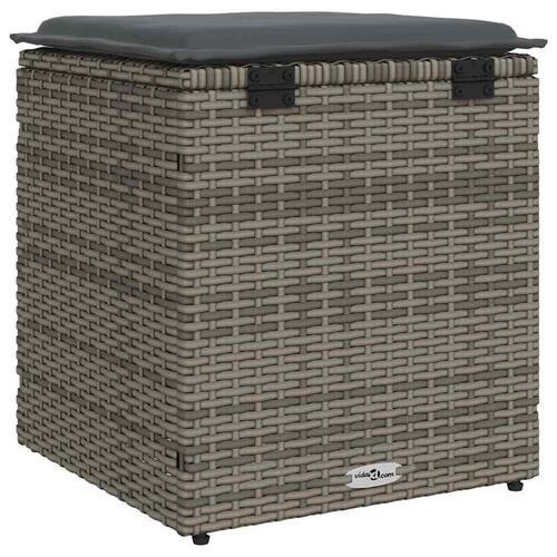 Havestole med hynder 2 stk. 40x40x43 cm polyrattan grå