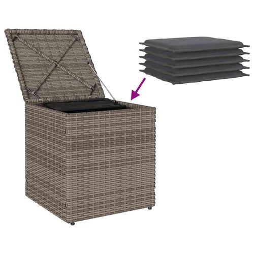 Havestole med hynder 2 stk. 40x40x43 cm polyrattan grå