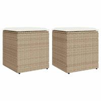 Havestole med hynder 2 stk. 40x40x43 cm polyrattan beige