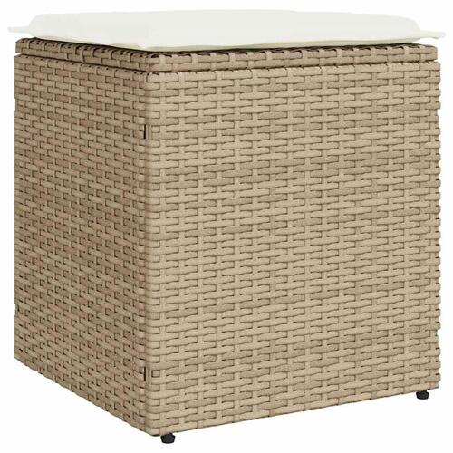 Havestole med hynder 2 stk. 40x40x43 cm polyrattan beige