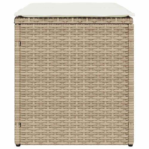 Havestole med hynder 2 stk. 40x40x43 cm polyrattan beige