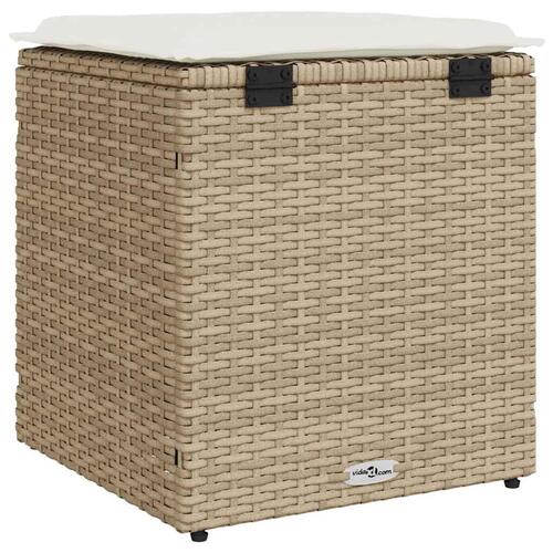 Havestole med hynder 2 stk. 40x40x43 cm polyrattan beige