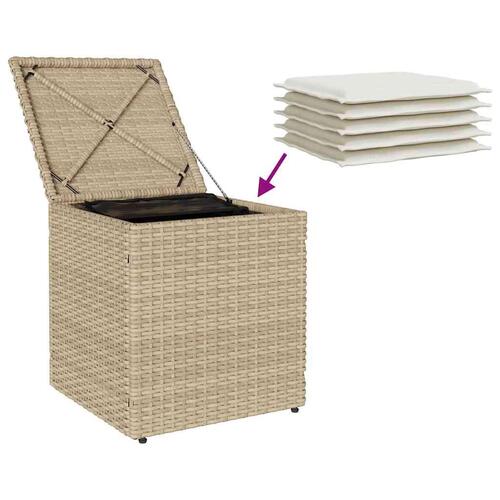 Havestole med hynder 2 stk. 40x40x43 cm polyrattan beige