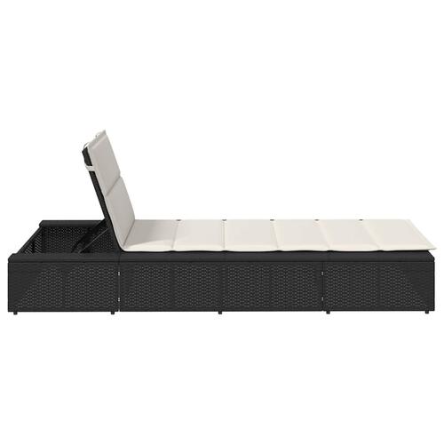 Solseng med flydende hynde polyrattan sort