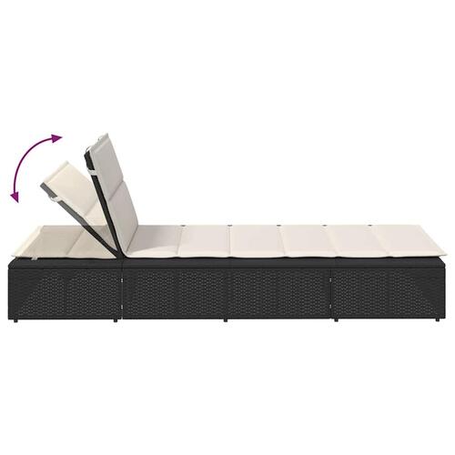 Solseng med flydende hynde polyrattan sort