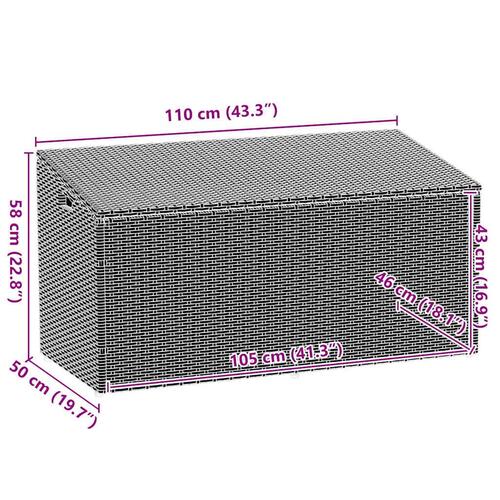 Opbevaringsboks til haven 110x50x58 cm polyrattan sort
