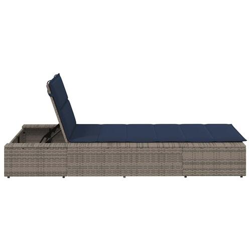 Solseng med flydende hynde polyrattan grå
