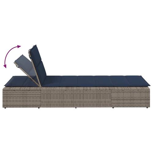 Solseng med flydende hynde polyrattan grå