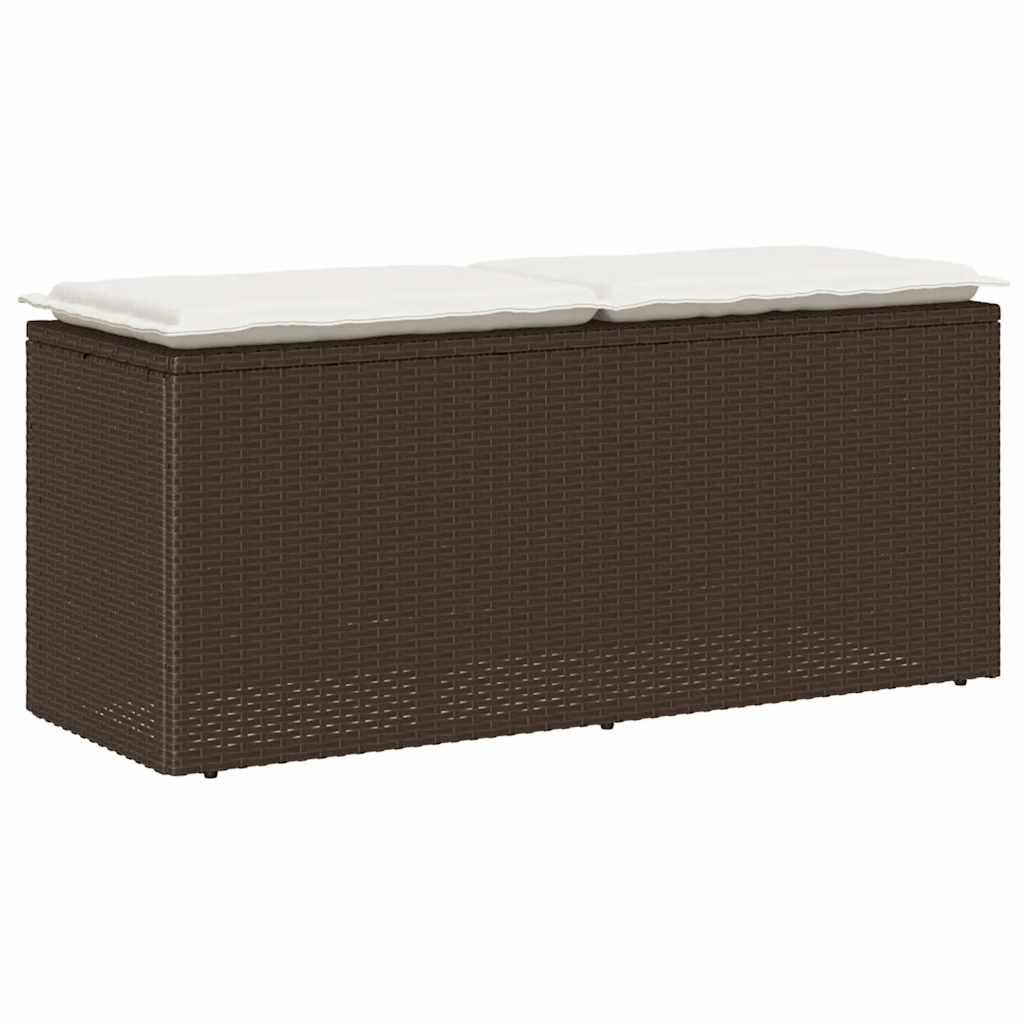 Havebænk Med Hynde 110X40X44 Cm Polyrattan - Brun