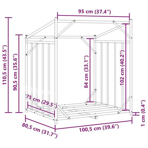 Brændestativ med regnslag 100,5x80,5x110,5 cm galvaniseret stål