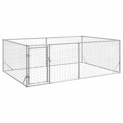 Udendørs hundegård med dør 3x2x1 m galvaniseret stål