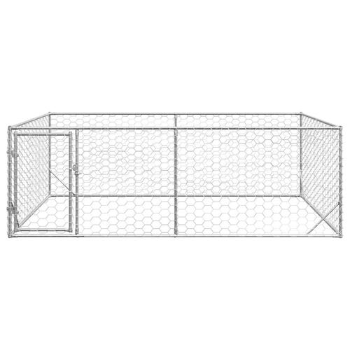 Udendørs hundegård med dør 3x2x1 m galvaniseret stål