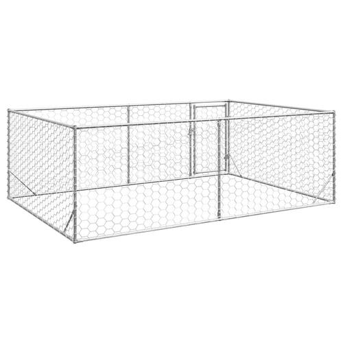 Udendørs hundegård med dør 3x2x1 m galvaniseret stål