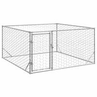 Udendørs hundegård med dør 2x2x1 m galvaniseret stål