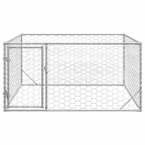 Udendørs hundegård med dør 2x2x1 m galvaniseret stål