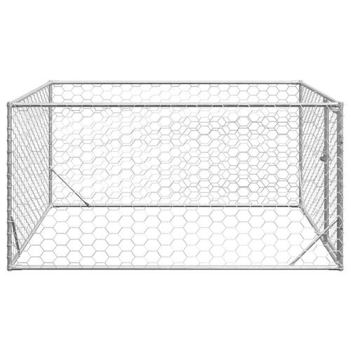 Udendørs hundegård med dør 2x2x1 m galvaniseret stål