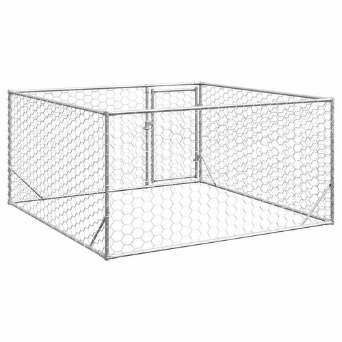 Udendørs hundegård med dør 2x2x1 m galvaniseret stål