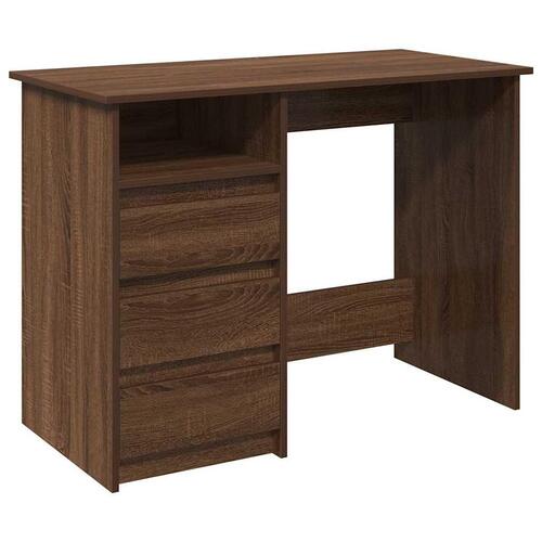 Skrivebord 102x50x75 cm konstrueret træ brun egetræsfarve