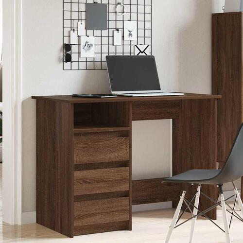 Skrivebord 102x50x75 cm konstrueret træ brun egetræsfarve
