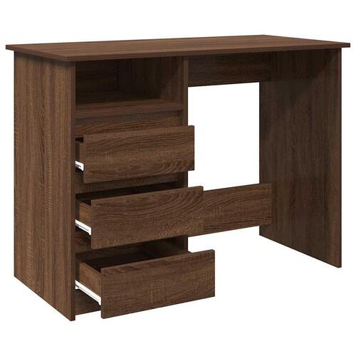 Skrivebord 102x50x75 cm konstrueret træ brun egetræsfarve